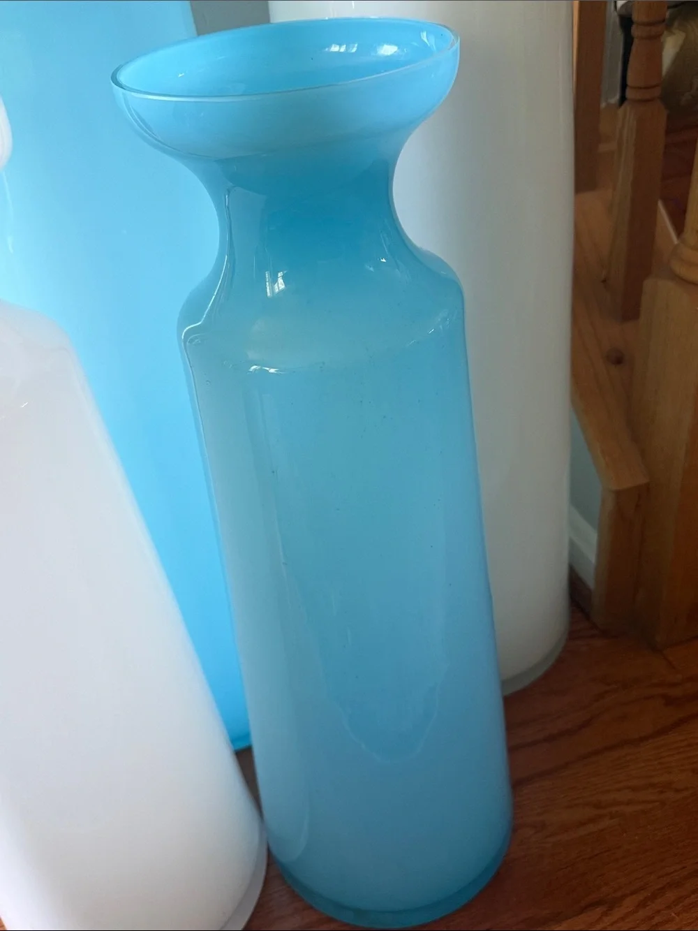 Blue and White Glass Floor Vases - Set of 4